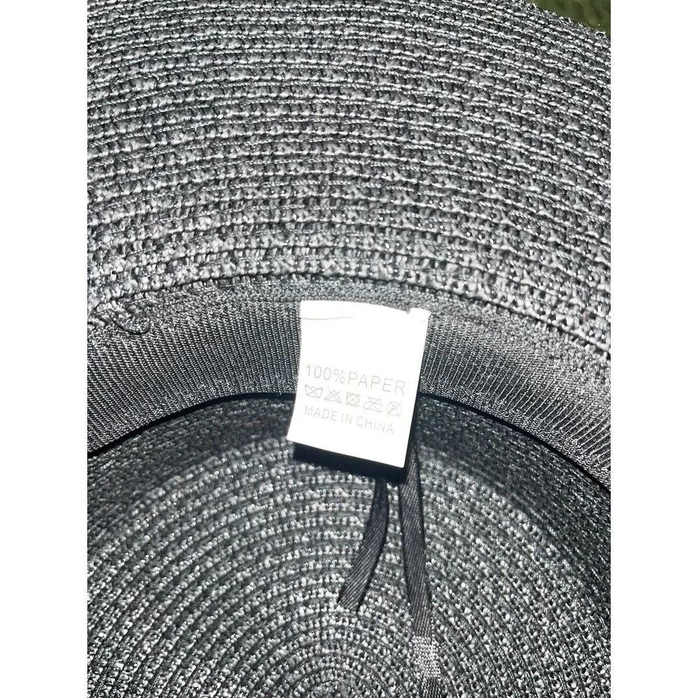 Black Straw Hat With Beaded  Detail , Sun‎ hat , Halloween
